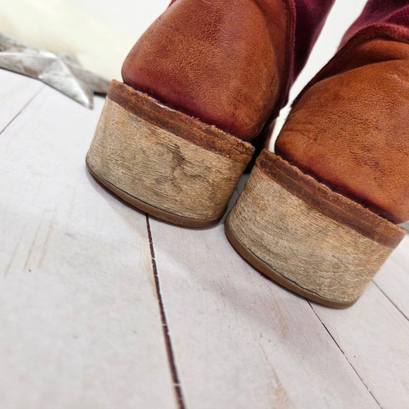 Timberland Boot Company retro red canvas lace-up combat boots patchwork womens 8 - Picture 7 of 10